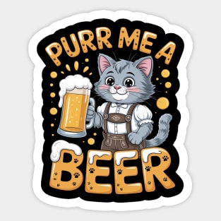 British Longhair Cat Bavarian Drinking Beer Purr Me A Beer Sticker